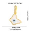 Detailed size and material specs for gold butterfly earrings with shell and zircon - Mother-of-Pearl Butterfly Evil Eye Style (XL-331-B) / Pendant