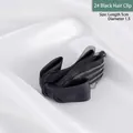 Elegant 2# black hair clip made of satin and mesh with silver beads, 5cm length - 2# Black Banana Clip