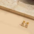Gold star stud earrings featuring colorful pave cubic zirconia in a minimalist style - Arrow Shape (ES2544-3)