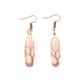 Handmade rose quartz tree of life earrings with hexagonal crystal pillars and copper wire - Rose Quartz