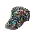 Vista dettagliata della fantasia graffiti di sneaker colorate su questo cappello da baseball - M (56-58cm) / Stile Graffiti Multicolore Rosso Blu (B)