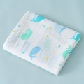 Soft double-layer cotton muslin swaddle blanket with cute blue whale and star prints - Happy Whale
