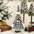 Christmas black and white plaid wine bottle cover set with mini hat and scarf decoration - Black and White Plaid Skirt Style (G-JT21)