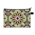 Cosmetic bag with colorful mandala floral pattern and secure black zipper closure - Pattern 05