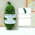 Handmade crochet positive energy cucumber doll with bow and motivational support card - Pickle With Large Message Card