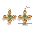 Golden titanium steel cross pendant with green gemstone inlay for necklaces - Single Piece / Emerald Green Stone