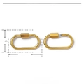 Macro view showing 20x11mm golden stainless steel oval clasp with technical dimensions - Standard Oval Shape (YE823) / Gold