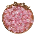 Pink round crackle glass beads for DIY jewelry making displayed in a decorative tray - 20 Pieces/Pack (10mm) / Light Pink