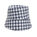 Close-up of black and white houndstooth pattern on thick woven bucket hat fabric - M (56-58cm) / Navy Blue