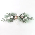 Elegant Christmas swag featuring pine needles, white and gold baubles with a white bow - Champagne - A-style Swag