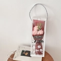 Soap carnation flower bouquet in red wrapping and transparent gift box for Mother's Day - Carnation Light Pink With Gift Box