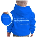 Sweat à capuche enfant bleu électrique doublé polaire avec citations inspirantes - 100cm / Bleu Saphir