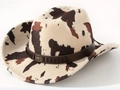 Cappello da cowboy in finta pelle scamosciata con stampa mucca e cinturino in pelle con toro - M (56-58cm) / Stile Fibbia in Metallo Testa di Toro Stampa Mucca (15) / Stampa mucca