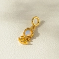 Golden fishtail charm with round opal and yellow zircon stones for DIY jewelry - Round Dot Style (925-6#)