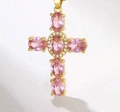 Gold - Pink Stone Cross (0255-Pk)