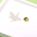 Cute purple paper crane enamel pin with gold plating and butterfly clutch for bags - Paper Crane (CZ0573)