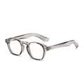 Retro grey transparent round frame sunglasses with silver rivet accents for men and women - Light Clear Grey Anti-Blue Light
