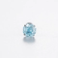Orecchino a perno con zircone azzurro da 6mm e vite in acciaio al titanio argento - Pezzo Singolo / Blu Ghiaccio