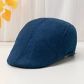 Béret bleu foncé en lin tricoté avec texture maille respirante pour un look vintage - Taille unique / Bleu marine