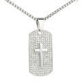 Collana in acciaio al titanio con ciondolo a croce e strass luccicanti su sfondo bianco - Color Acciaio