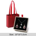 Red jewelry gift set with matte paper bag and 10x10x3.5cm drawer box for rings and necklaces - Set Box / Red