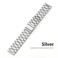 Cinturino per orologio in acciaio inossidabile argento a tre maglie con finitura opaca - 18mm / Argento (Solido)