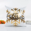 White Christmas pillow cover with golden foil snowflake and Merry Christmas text - 45*45cm (With 400g Core) / Style 1