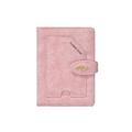 Pink RFID blocking passport holder in lychee grain PU leather with leaf buckle - Pink