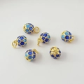 Blue and gold cloisonne fish scale beads with 18k gold plating for DIY jewelry making - 24# Lotus Flower Bud 12X10mm / 1 Piece