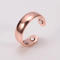 Adjustable magnetic therapy ring in rose gold finish with three magnets on inner band - Adjustable Open / Smooth Open-4 Magnets / Rose Gold