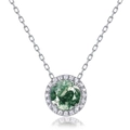 Elegante collana in argento S925 con ciondolo in agata muschiata verde e zirconi - Agata Muschiata Verde【8mm】 / Verde