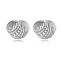 Macro view of polished silver multilayer hollow heart-shaped metal clip earrings - Multi-layer Hollow Ear Clip / White Gold