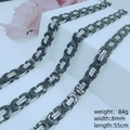 Men's 8mm black and silver woven stainless steel chain necklace with 55cm length - 8mm*55cm / Steel Black