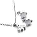 Poliertes Elefanten-Schmuckset aus Edelstahl mit Halskette und Ohrringen - Elefantenform / Stahlfarbe (KS49227-K)