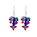 Orecchini artistici in acrilico con viso astratto e design colorato dipinto a mano vivace - Viso n. 3