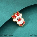 Pendentif renne de Noël en émail rouge et or, breloque en acier inoxydable, 15x12mm - Style de cerf à nez rouge de profil mignon 4 (KLJ10439-ZLA)