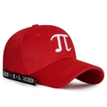 Casquette de baseball rouge avec broderie symbole Pi et détail ruban mathématique - Réglable / Rouge