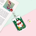Weihnachts-Kartenhalter mit einziehbarem Jojo-Ausweisclip und fröhlichem Schneemann-Motiv - Grüner Hintergrund Kleiner Schneemann / Weiße ausziehbare Schnalle (Weihnachtsmütze)