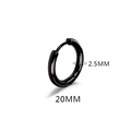 Black titanium steel 20mm hoop earring with 2.5mm thickness on plain white background - 2.5*20mm Black (Single)