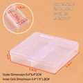 Transparent plastic storage box with 2 fixed compartments for jewelry and small parts - Fixed Medium 2-Compartment (9.3x8.5x2cm)