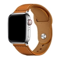 Brown leather magnetic link strap with beige stitching for Apple Watch S9 Ultra 2 - 22mm / Classic Orange