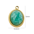 Detail of 14K gold plated oval green gemstone pendant with 15mm x 10.5mm size markings - Amazonite