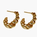 Elegante goldene S925 Sterling Silber mehrschichtige gedrehte gewebte Ohrstecker glänzend - 925er Silber / 18K Gold
