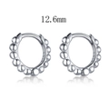 Elegante S925 Sterling Silber Creolen mit polierter Rundperle im geometrischen Design - 12.6mm / Silber