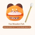 Orange fox-shaped resin instrument with striker featuring funny Chinese characters - Fox Wooden Fish