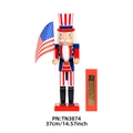 Patriotischer 37 cm Holz Nussknacker Soldat mit USA Flagge und Geschenkbox - Amerikanische Flagge Nussknacker (TN3874)