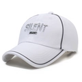 White quick-dry baseball cap with grey trim and SILENT embroidery detail - Adjustable / White