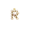 Detail of letter R pendant with white and pink pearls on a gold-plated base - Pearl Letter R - Pink
