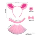 Pink pig costume 5-piece set including ears headband, nose, bow tie, tail, and tutu skirt - Pink Pig Ears 4-Piece Set + Pink Tutu Skirt