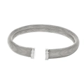 Detail of silver mesh open bracelet with shimmering rhinestone accents on white background - YS810 With Diamonds 12mm Steel Color Choker